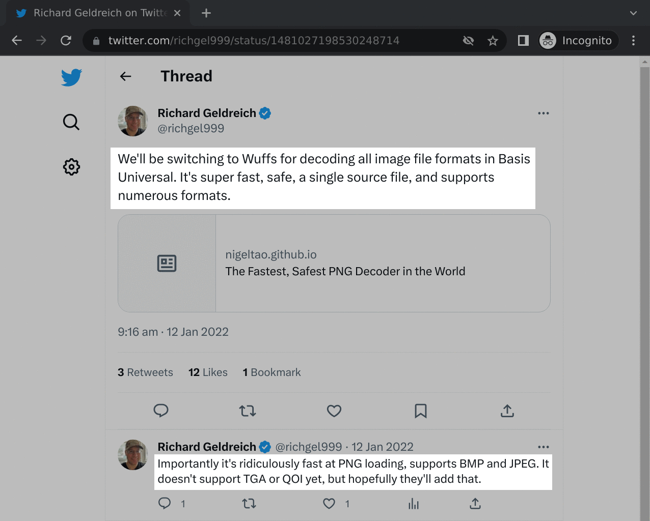 Screenshot of a tweet saying "ridiculously
fast"